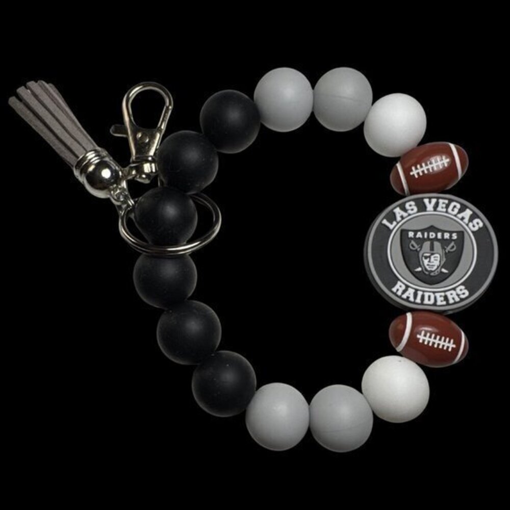 Las Vegas Raiders Football Stretchy Silicone Bracelet Wristlet Mama Keychain